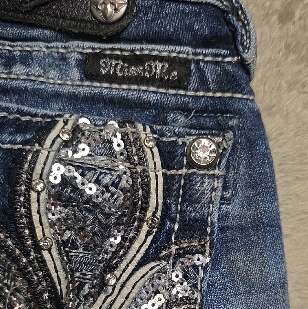 Miss Me Dark Blue Bootcut Men's Jeans - Picture 5 of 6